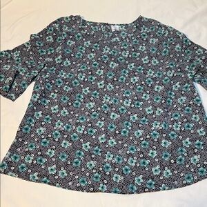 Elle Black and Green Floral Blouse